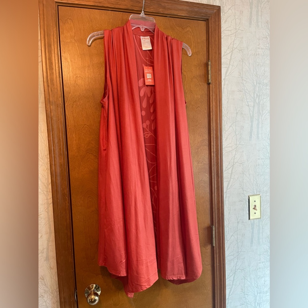 Plus Size 2X Open Front Cascade Cardigan Vest
